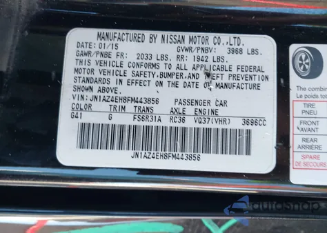 2015 Nissan 370Z from USA, damaged, VIN JN1AZ4EH8FM443856